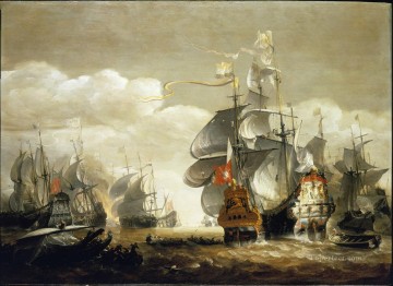 Van Minderhout Battle of Lowestoft Naval Battles Oil Paintings